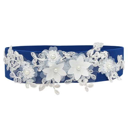 Embroidered ladies waist elastic belt