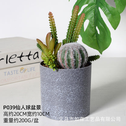 Simulation melamine cement cactus ball bonsai