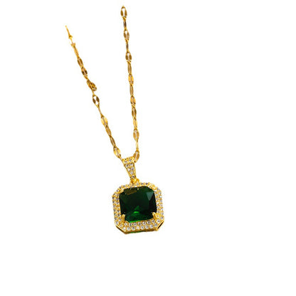 Collar de circón vintage para mujer, cadena de clavícula de acero inoxidable de lujo al por mayor 