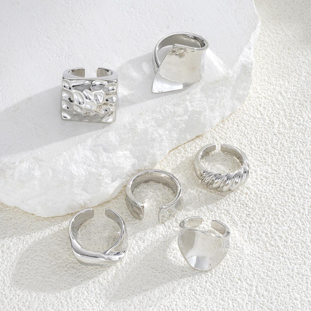 Golden Lava Irregular Droplet Ring Set