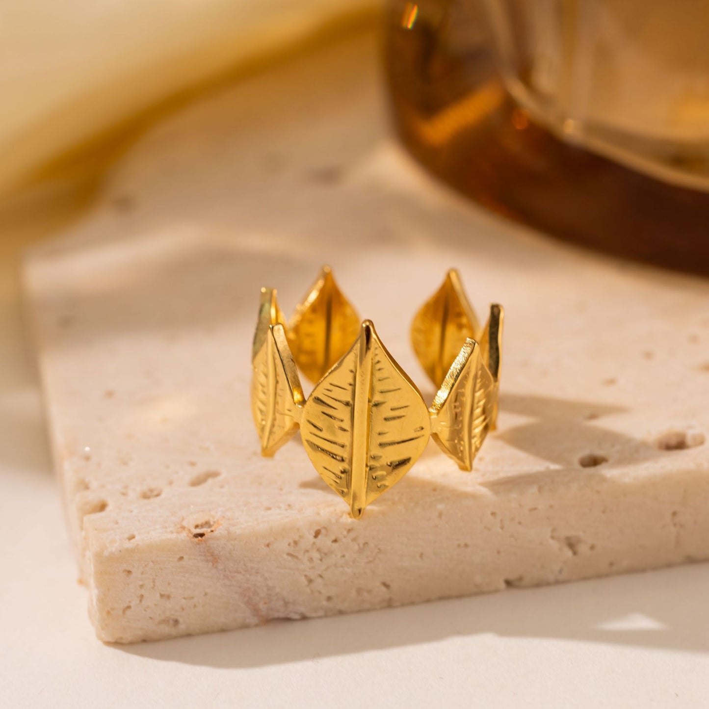 Titanium Steel Leaf Ring