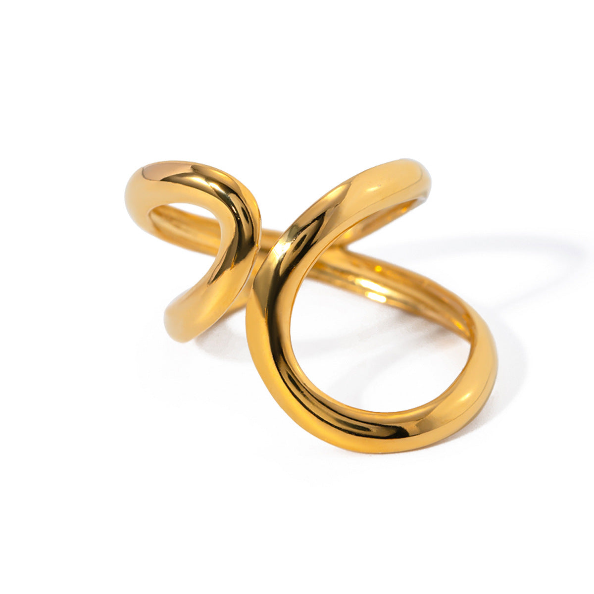 Anillo de acero inoxidable en oro pulido de 18k 