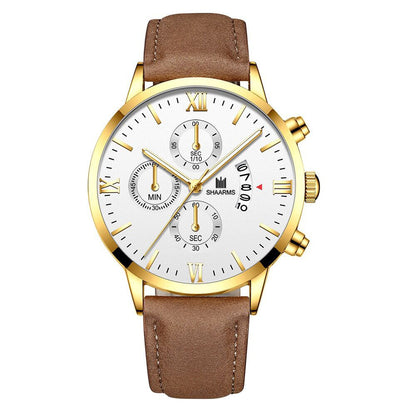 False three-eye calendar watch quartz watch
