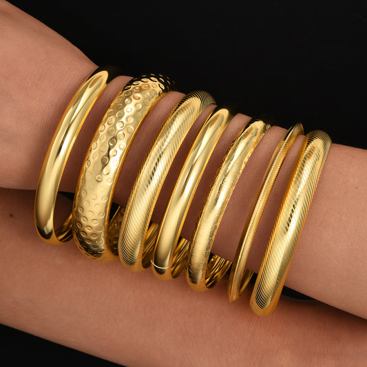 Hammered Smooth Bangle Set