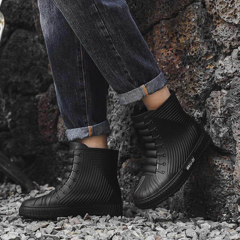 Couple rain shoes platform non-slip and wear-resistant