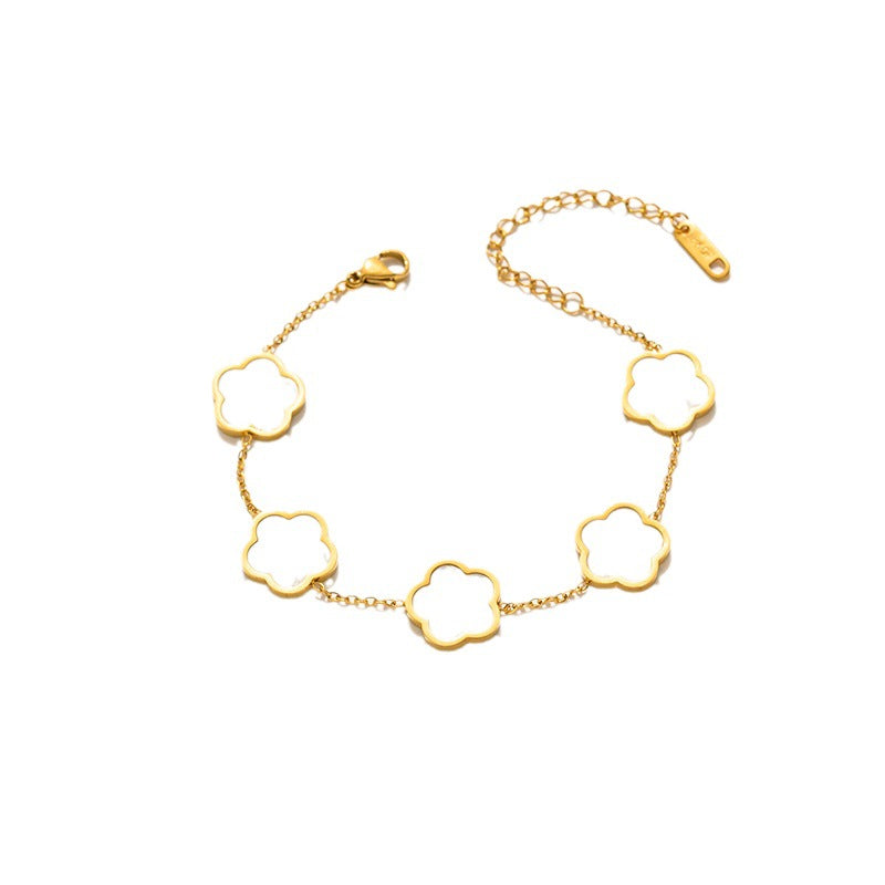 Pulsera de nácar de oro y acero titanio - De moda