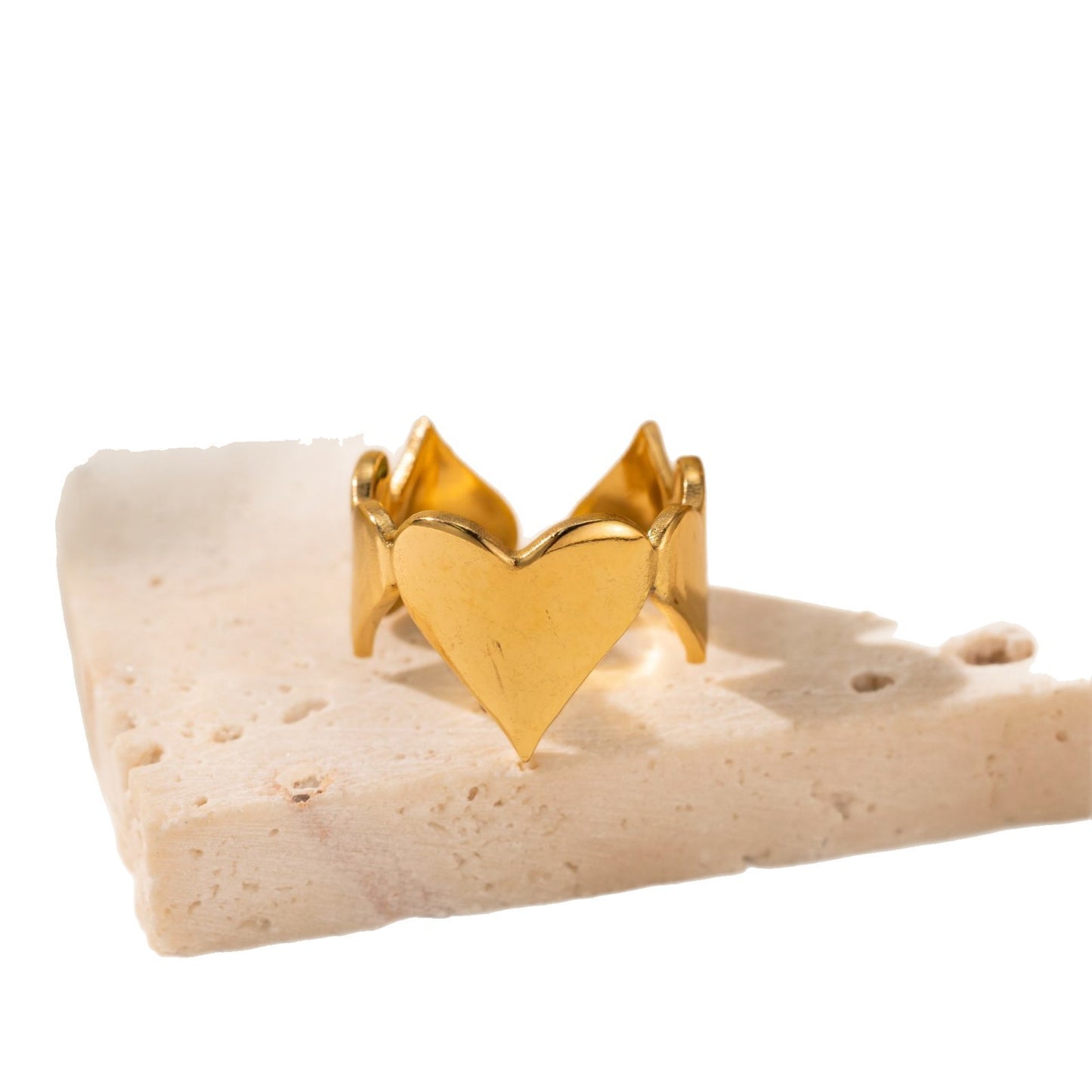 18K Gold Titanium Steel Heart Ring