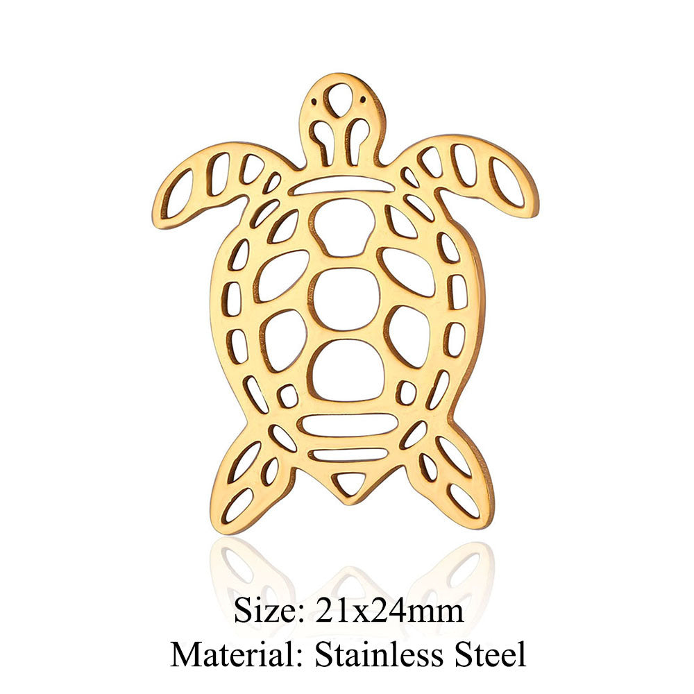 Colgante de acero de titanio con forma de elefante, lobo, tortuga, león y oso, 5 unidades por bolsa 