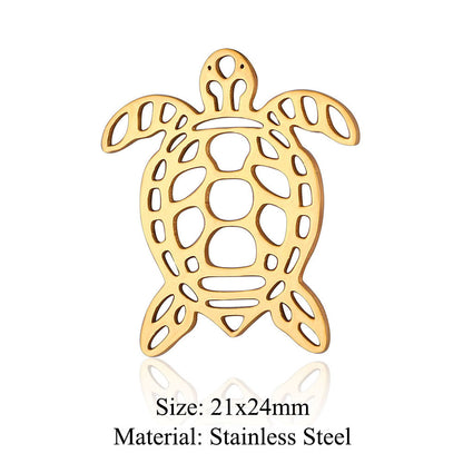 Colgante de acero de titanio con forma de elefante, lobo, tortuga, león y oso, 5 unidades por bolsa 