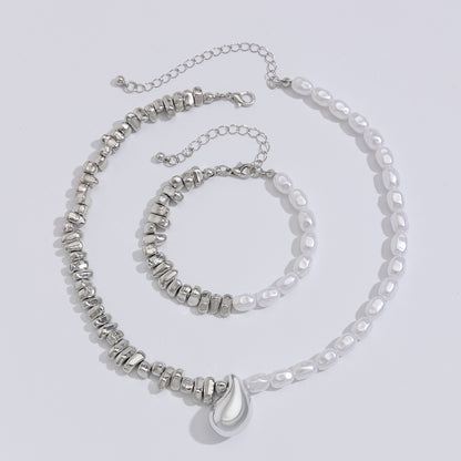 CCB imitation pearl alloy comma clavicle neck chain