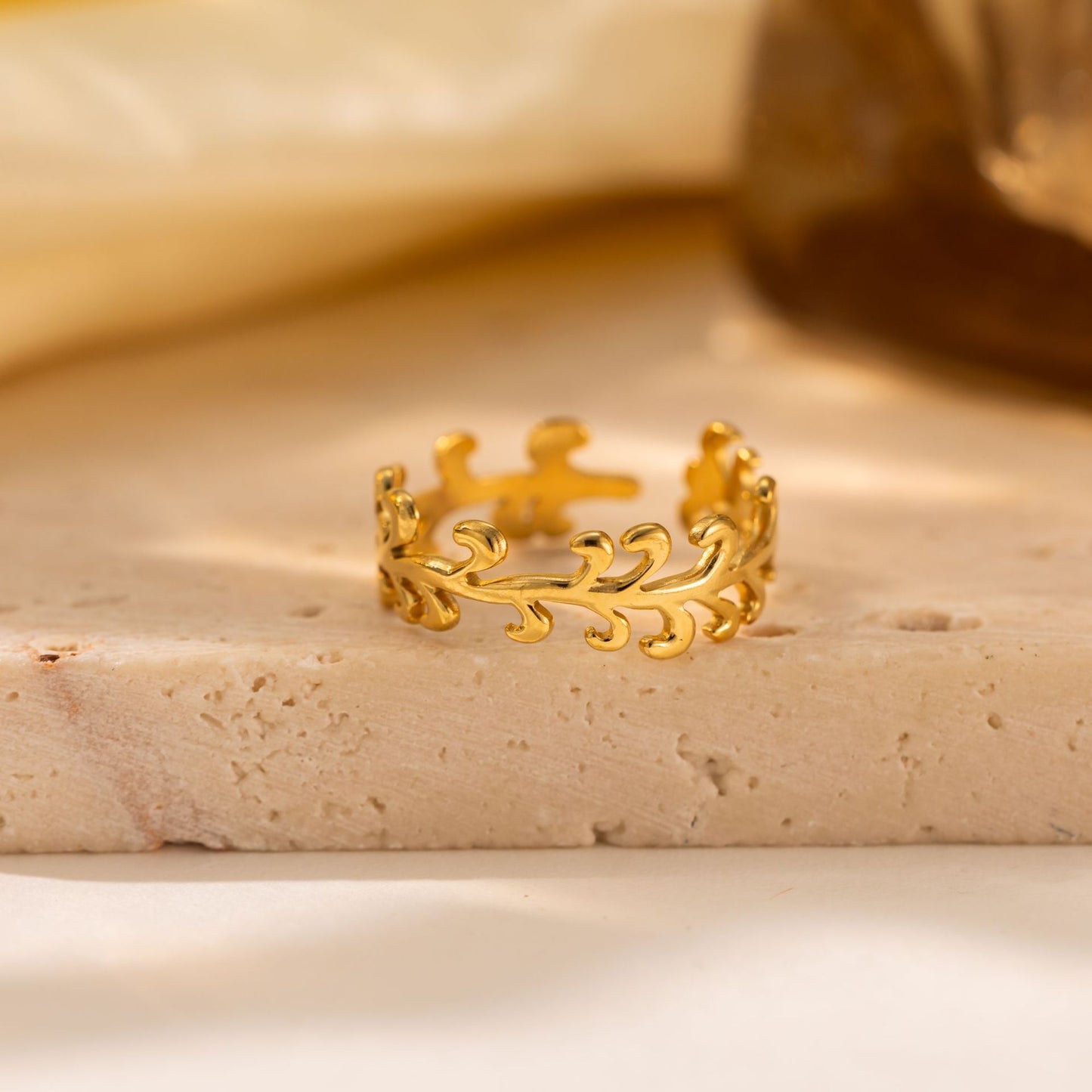 Titanium Steel Leaf Ring