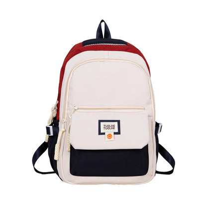 Contrast color large capacity schoolbag, student backpack