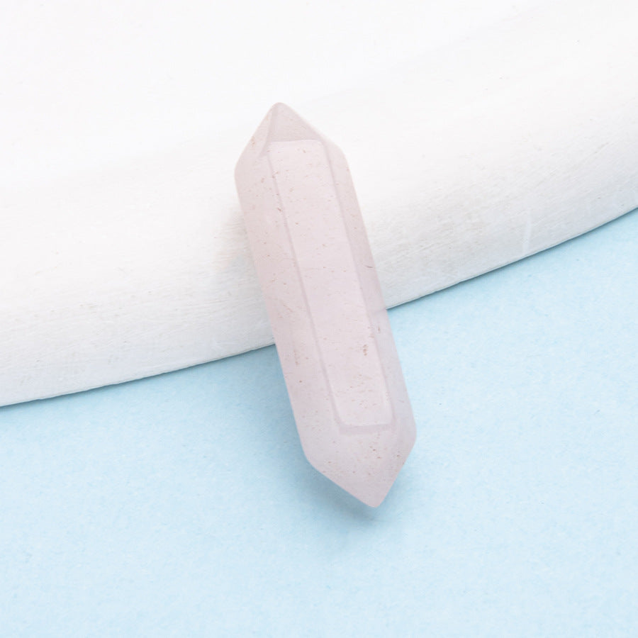 Colar de pingente de coluna hexagonal de ponta dupla de cristal 