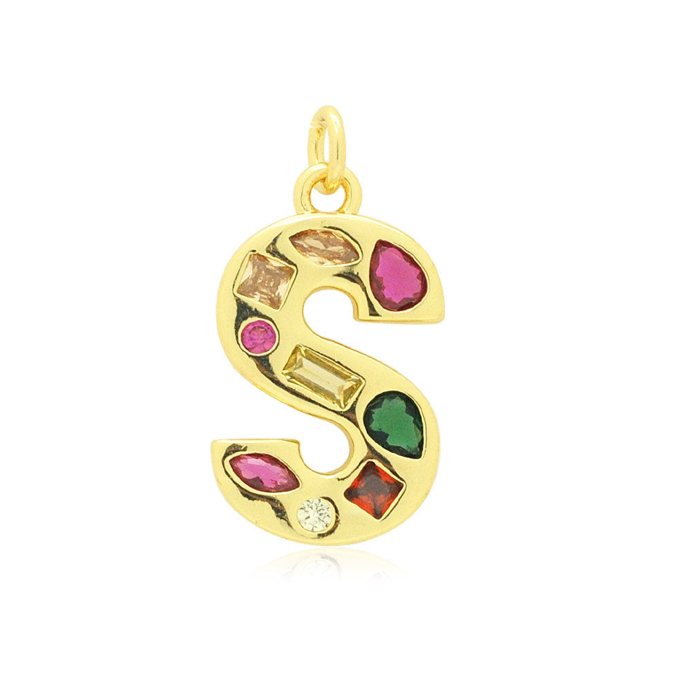 26 English letters copper zircon pendant