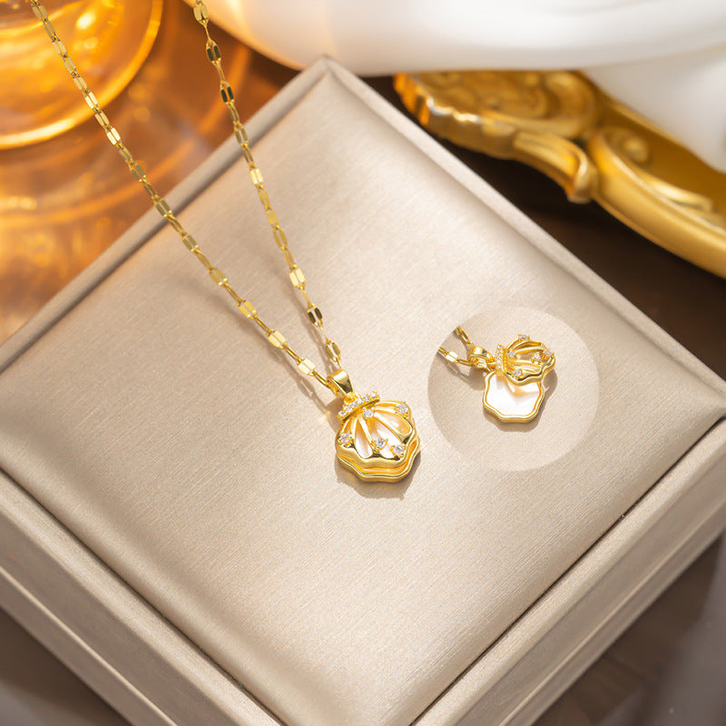 Colar com pingente de zircão de camada dupla para mulheres 