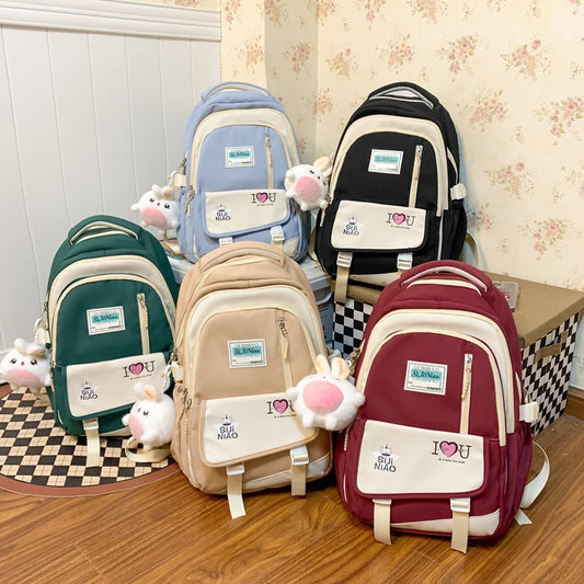 Fashion schoolbags for men and women with contrasting letters