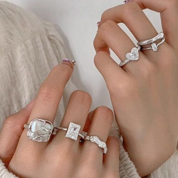 Geometric Metal Ring Set (5-Piece)