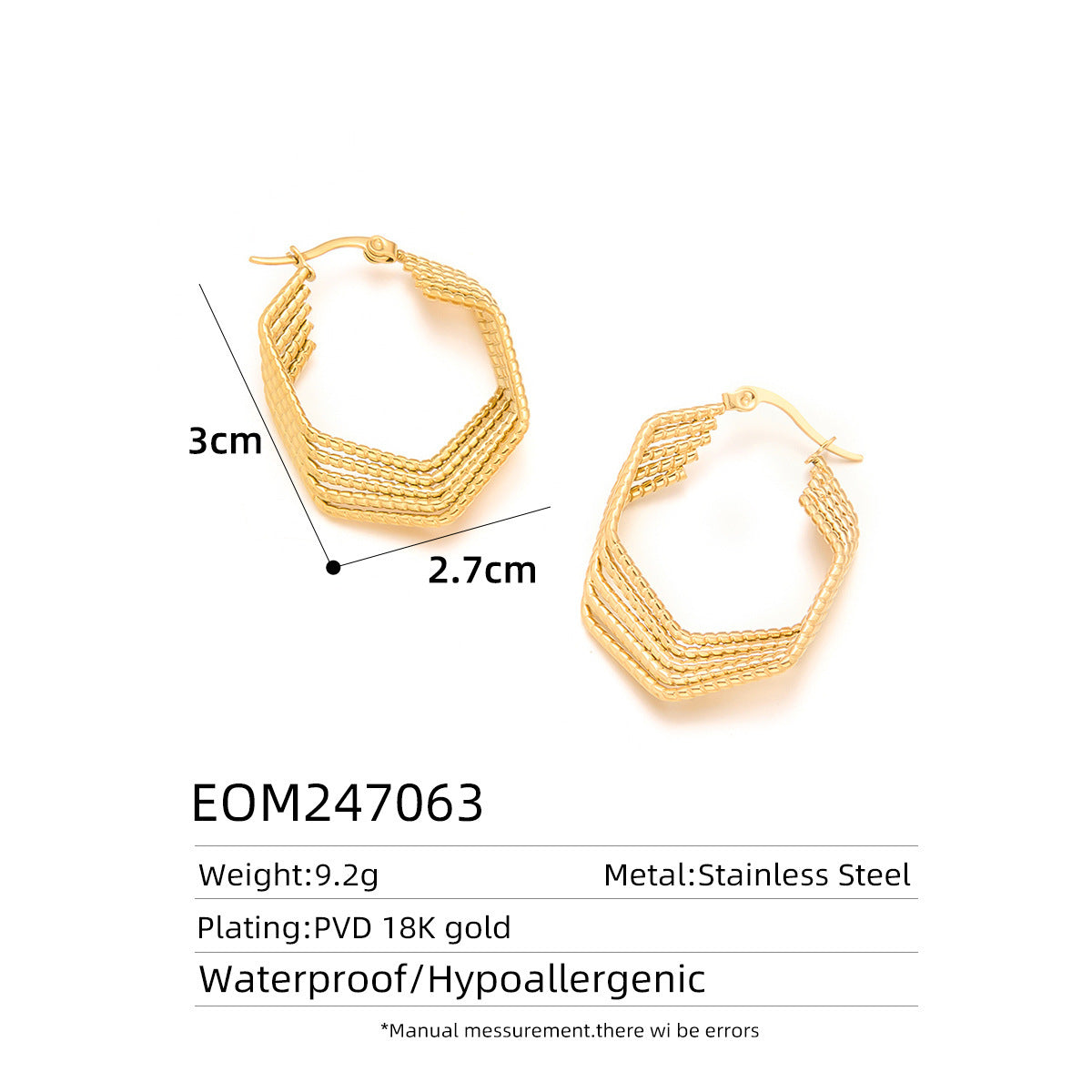 18K Gold Titanium Steel Stud Earrings