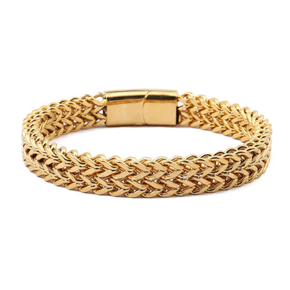 18K gold-wrapped titanium steel bracelet men's 8-12mm