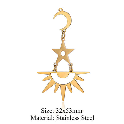 5 pcs/pack flower fringed titanium steel pendant