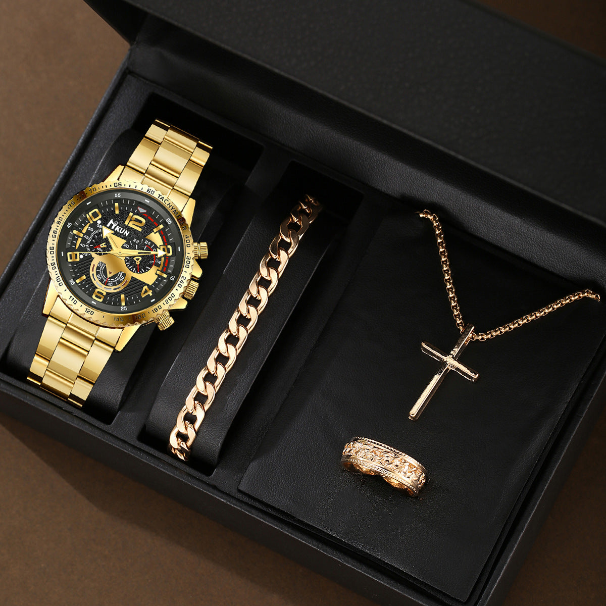 Versatile Steel Belt Quartz Watch Cross Jewelry