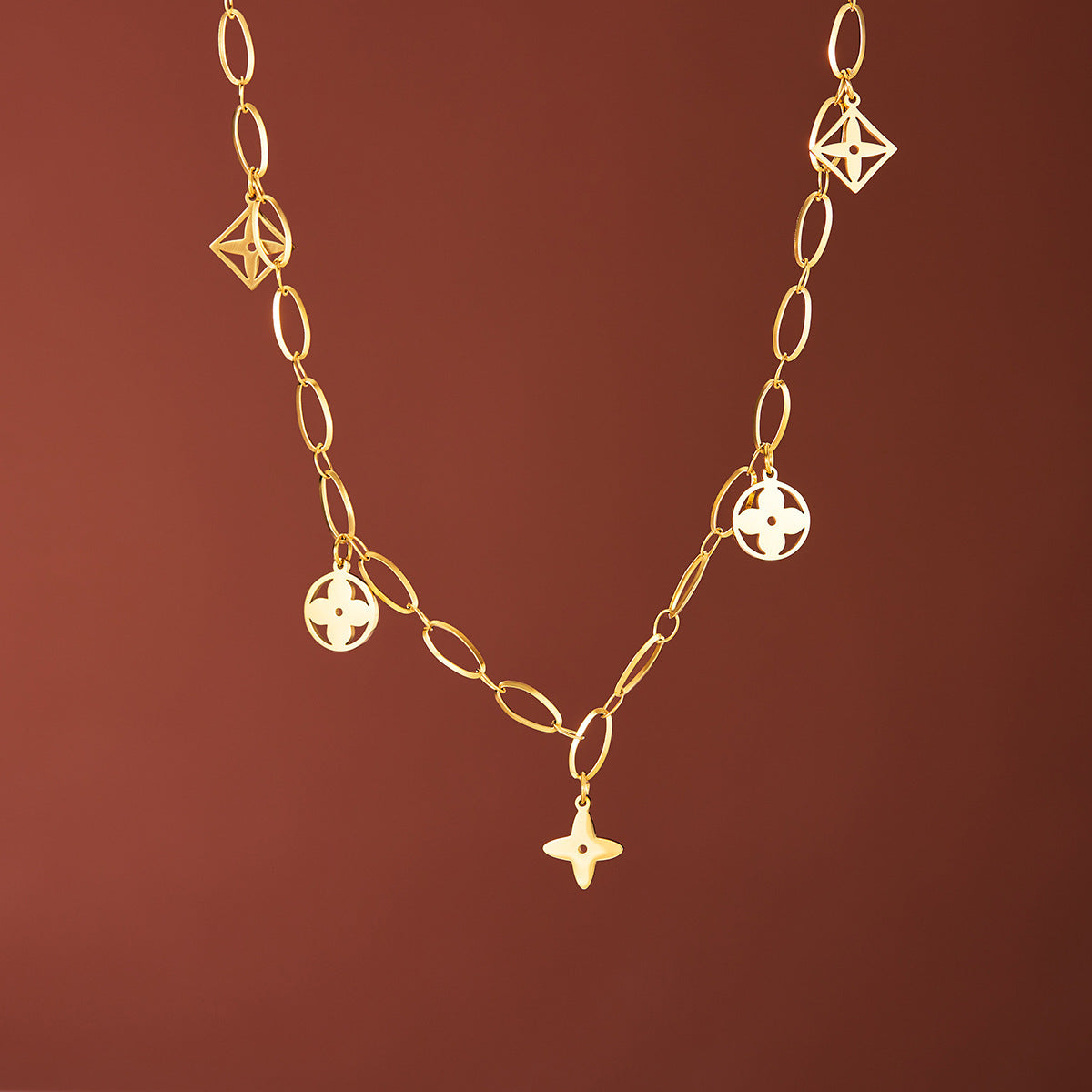 Women's Non-Fading Titanium Steel Square Necklace