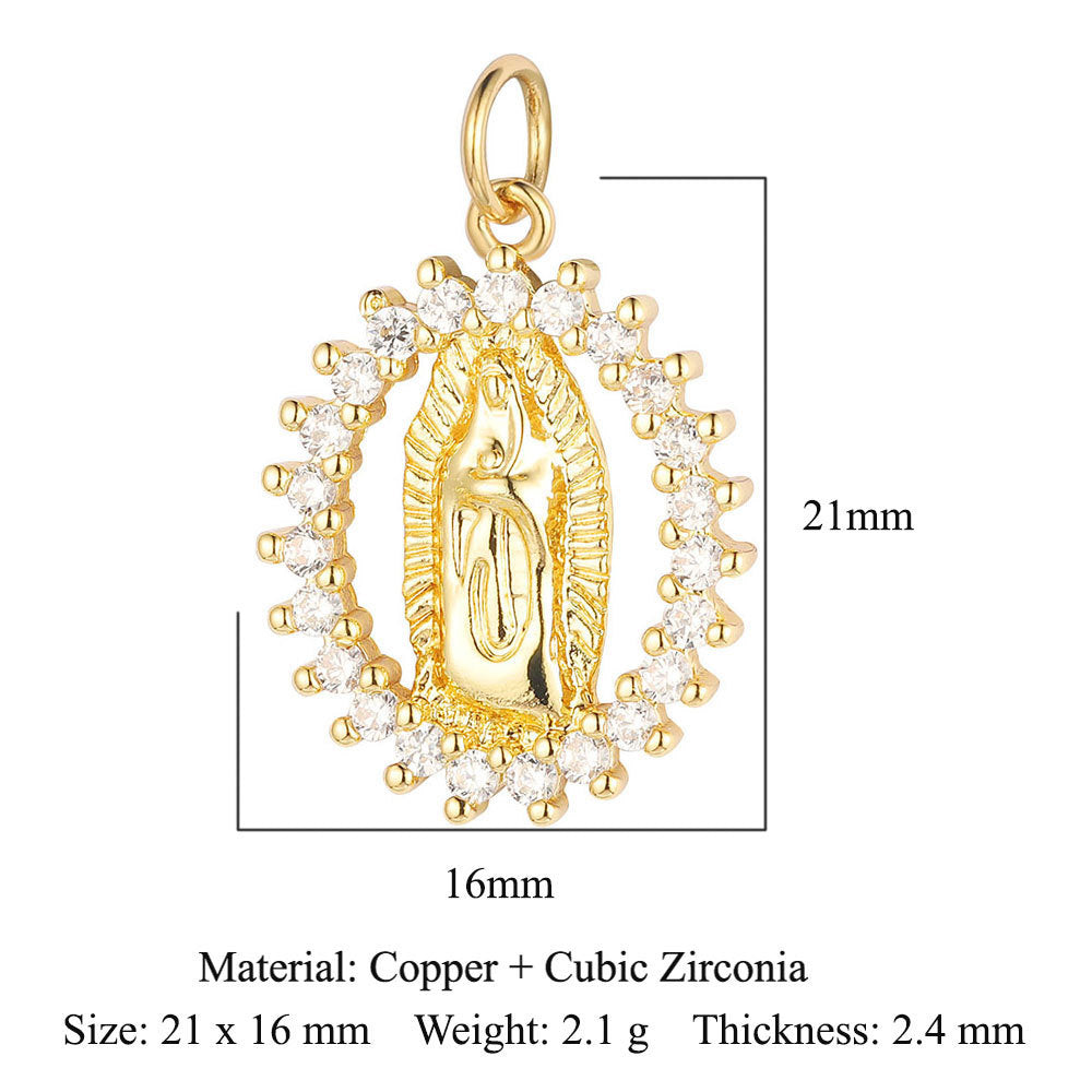 Colgante de cobre y circonita con ángel virgen 