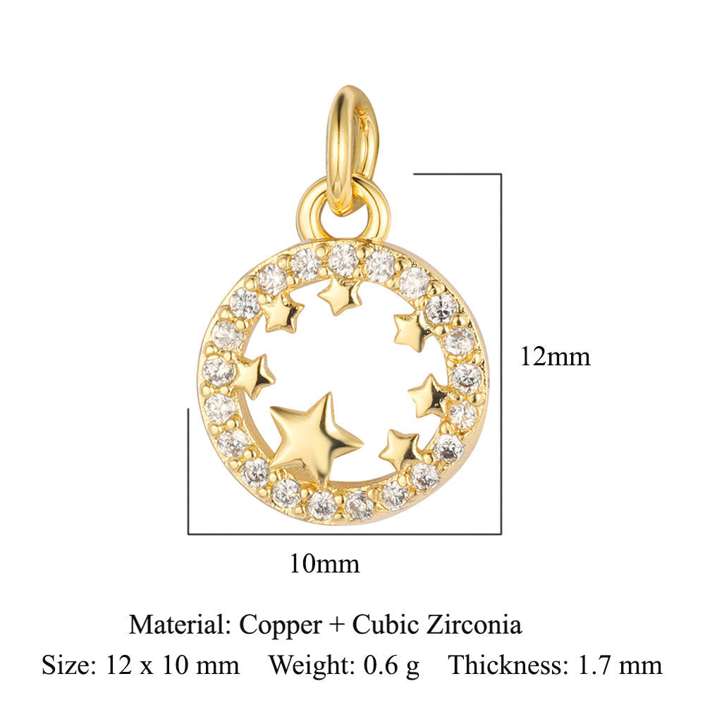 Sun Moon Stars Copper Zircon Eyes Palm Pendant