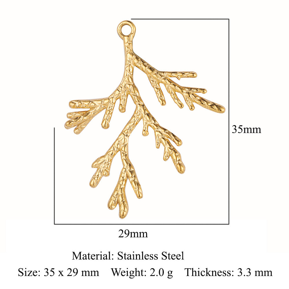 Branches Leaves Tree of Life Flowers Stainless Steel Pendant