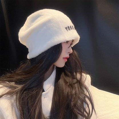 Gorro de punto de invierno blanco para cabezones 
