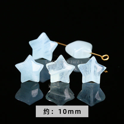 Aquamarine engraved rose inlaid with loose beads