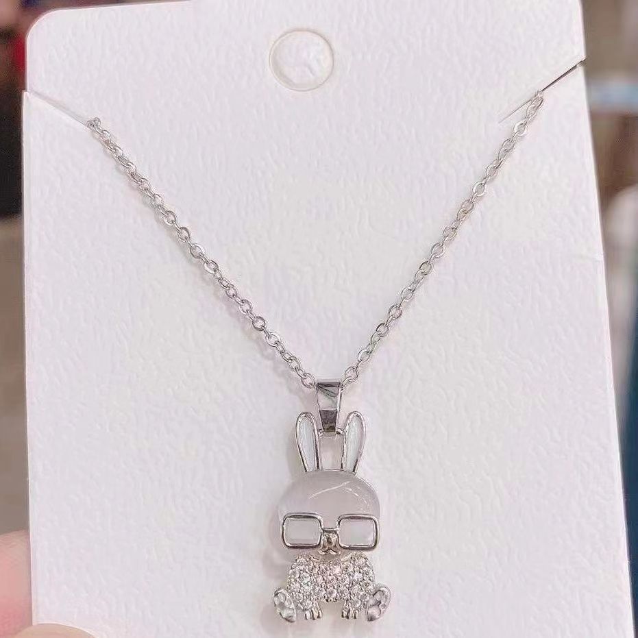 Opal eye rabbit necklace