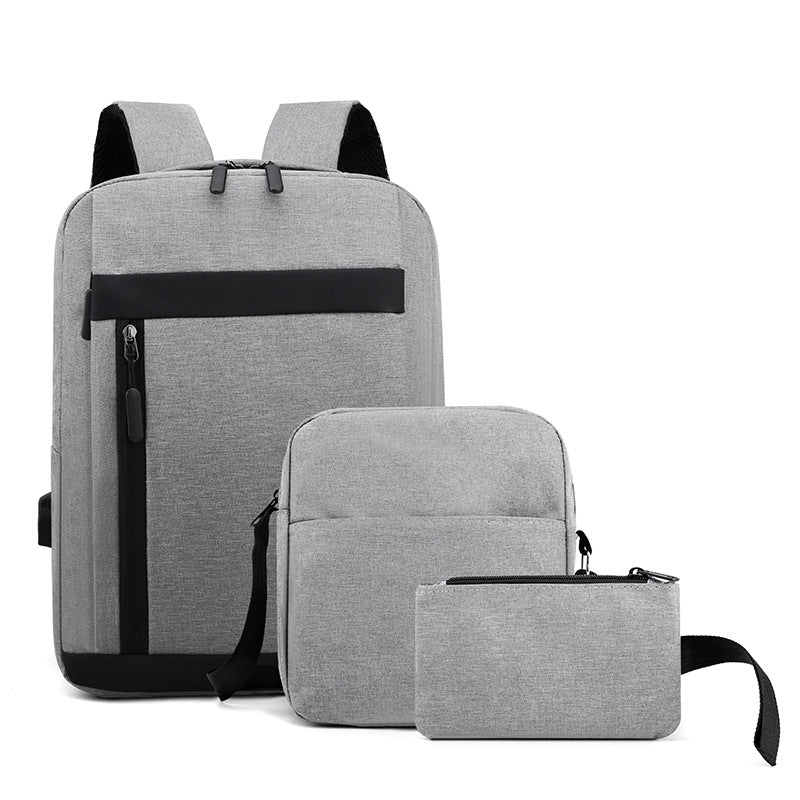 Three-piece USB charging backpack computer bag