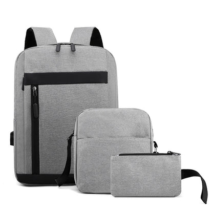 Three-piece USB charging backpack computer bag