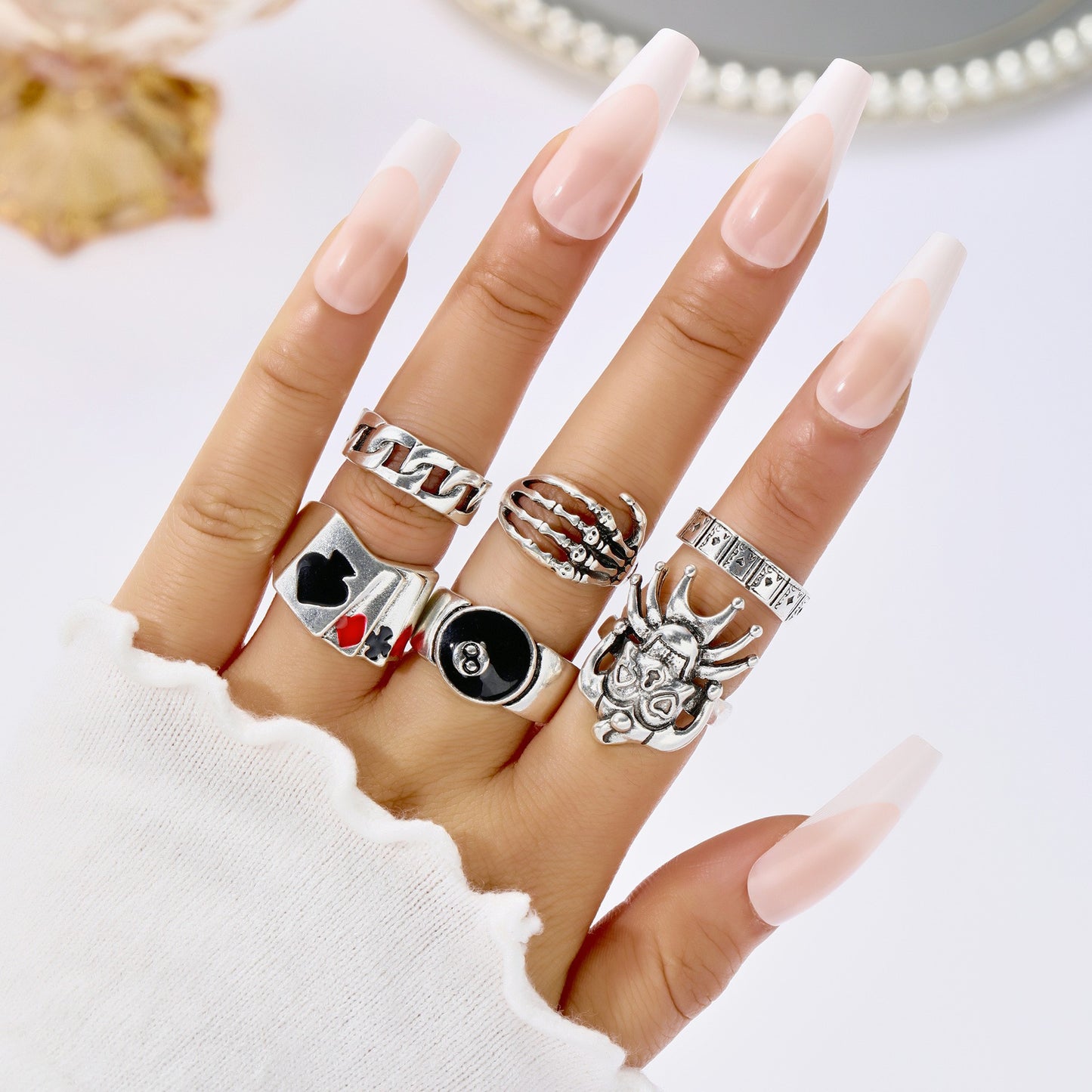 Spade Playing Card Ring Set