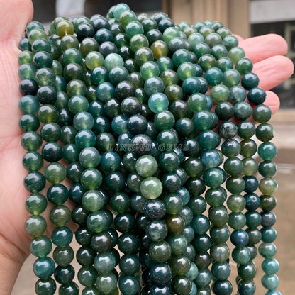 5A natural agate loose beads green agate bracelet round beads