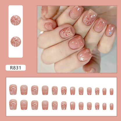 Blush Fireworks Star Short Ballerina Nails