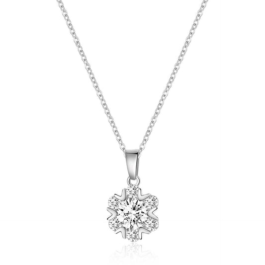 Collar de copo de nieve para mujer de cobre con incrustaciones de circonita 5A 