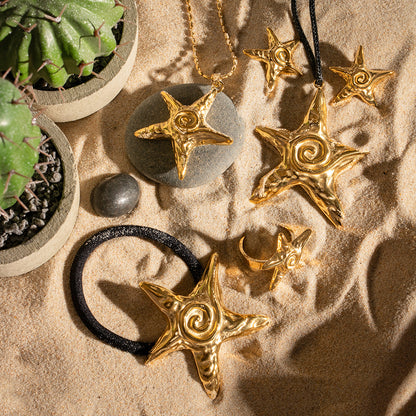 Conjunto de diadema de estrella de mar de acero inoxidable 