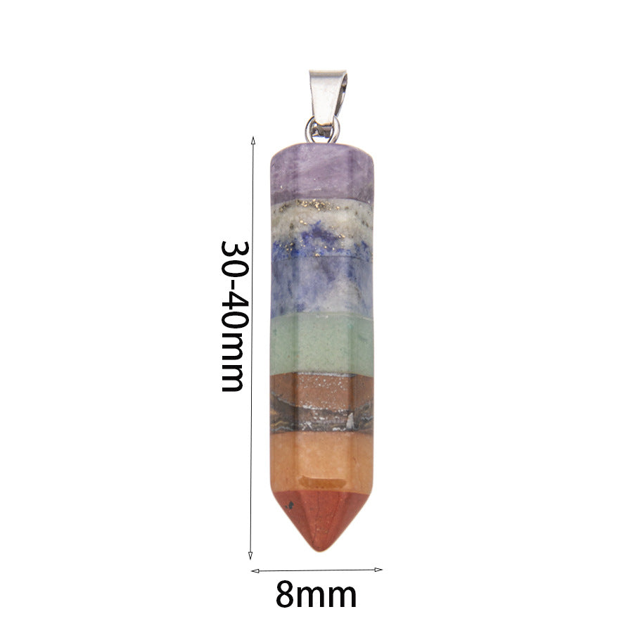 Crystal Colorful Hexagonal Column Pendant Necklace