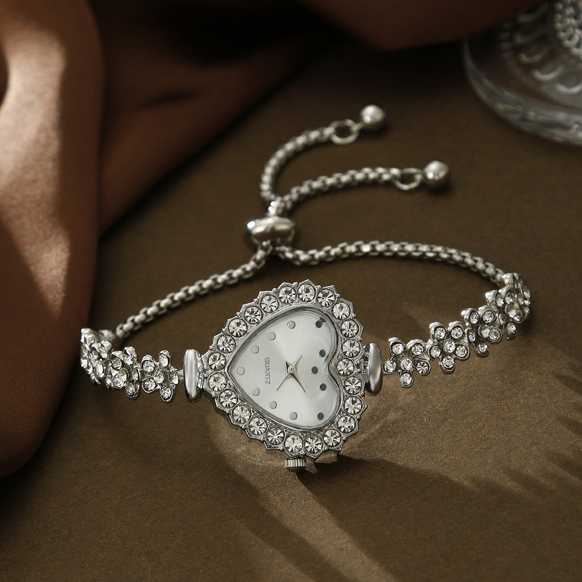 Diamond quartz watch jewelry set