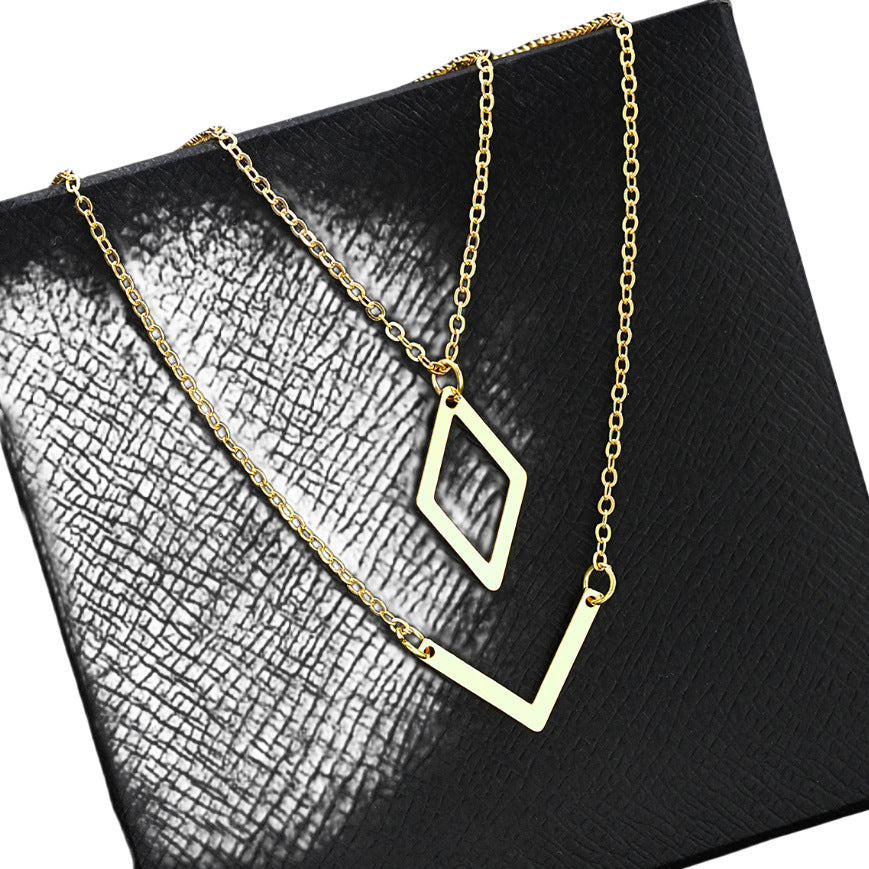 Geometric V-Rhombus Necklace Set