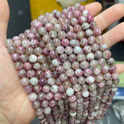 A + grade natural plum blossom tourmaline round beads