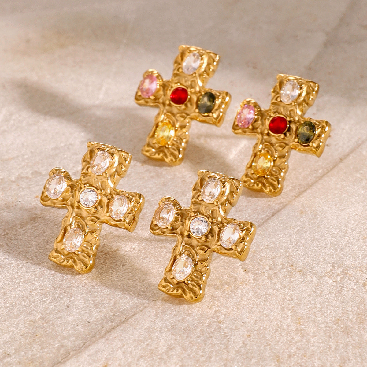 Stainless steel zircon earrings