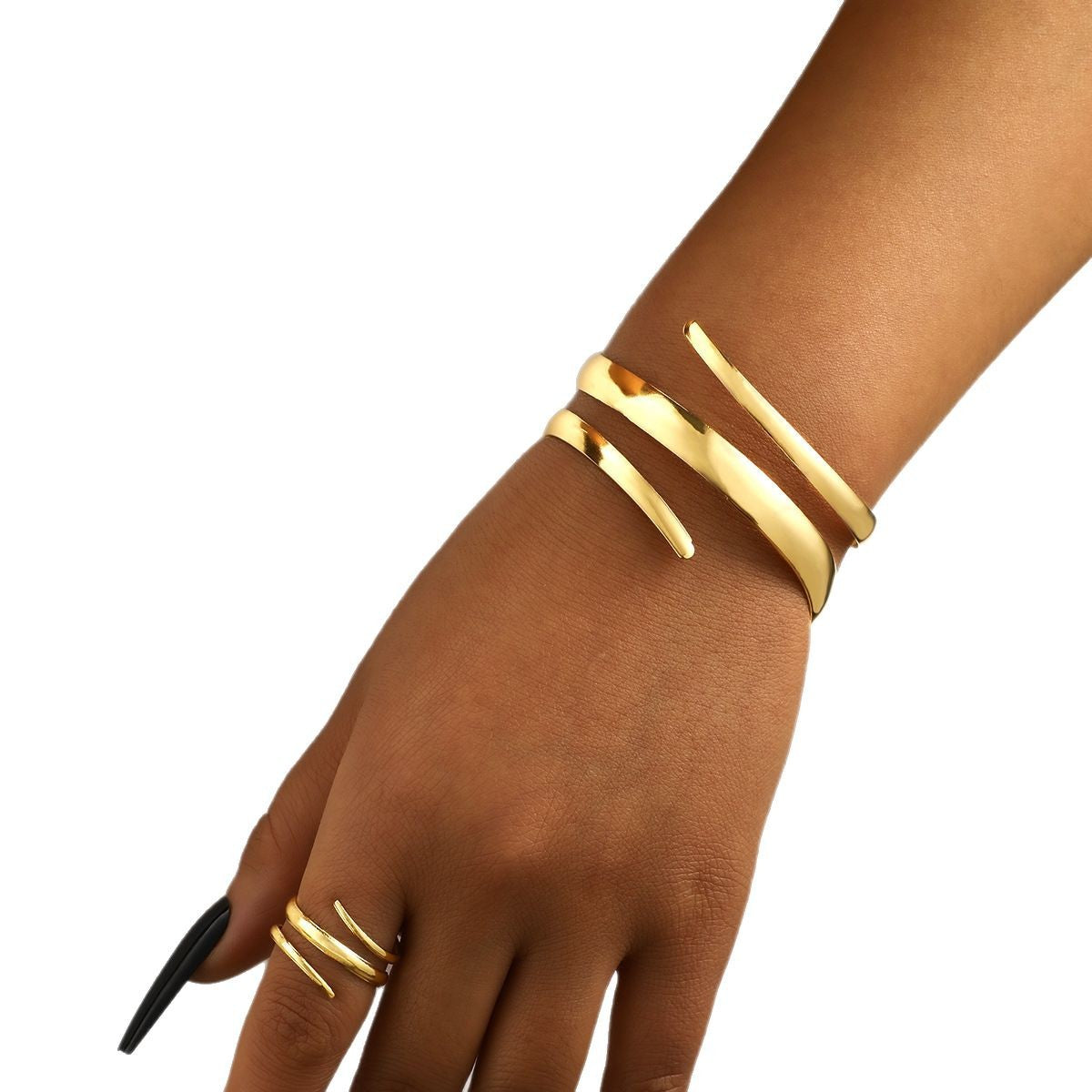 Hollow Water Drop Ring & Bracelet Set