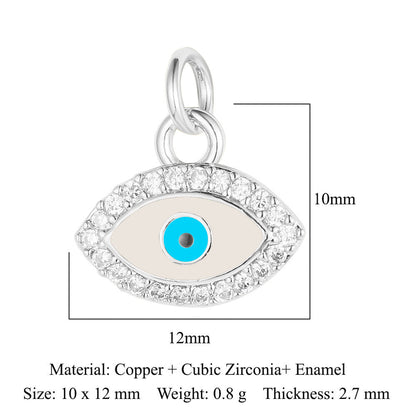 Colgante de cobre y circonita con forma de ojo del diablo y siete cuentas 