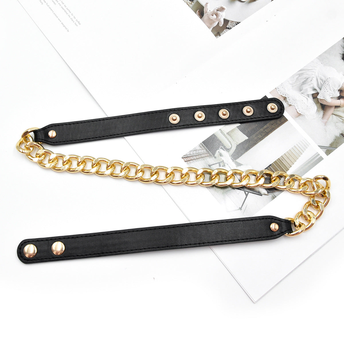 1.0Cm wide new cowhide thin waist chain