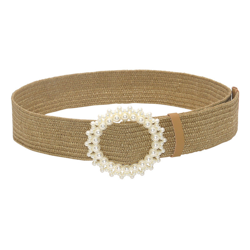 Fashion Pearl Buckle Wide Waist Seal