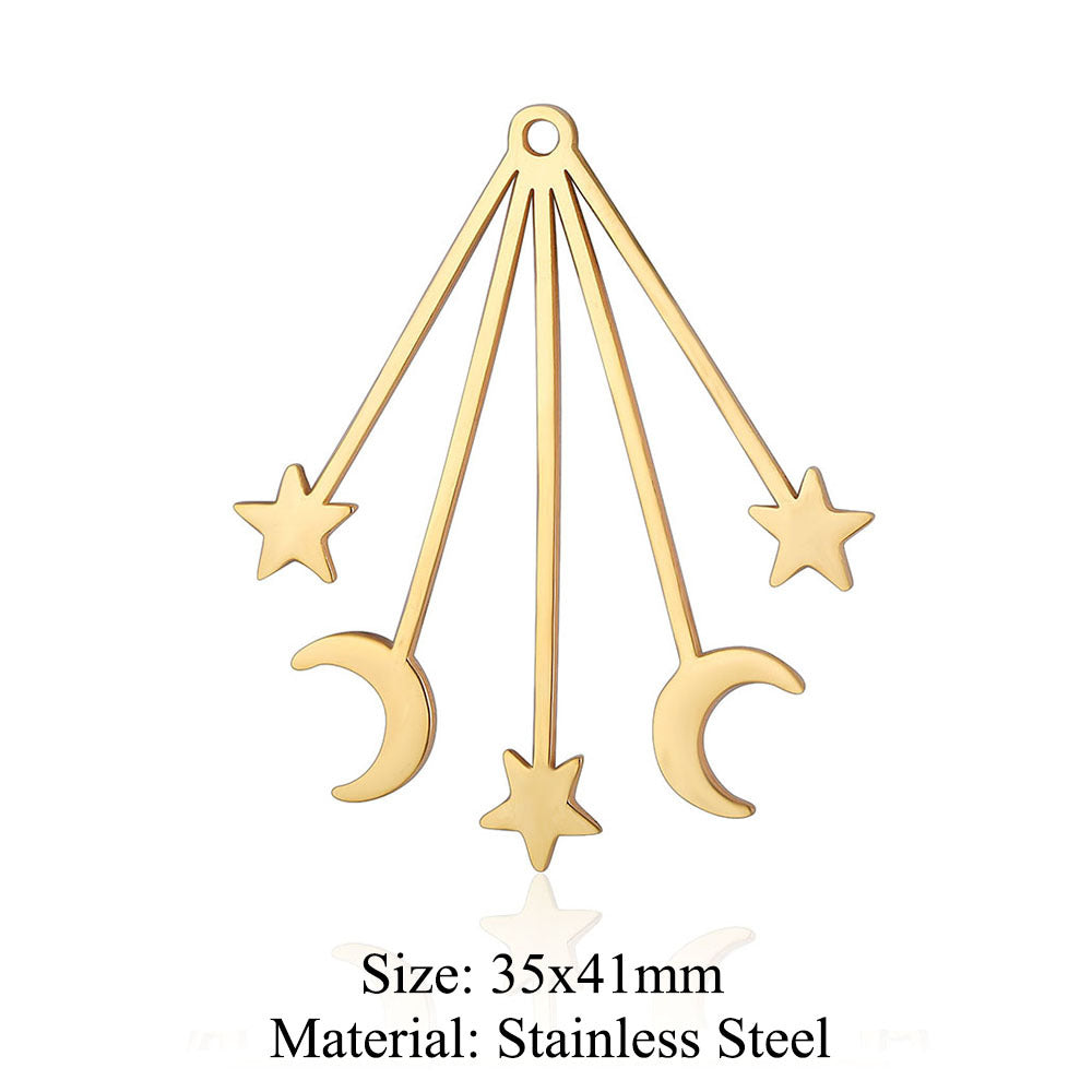 5 pcs/pack star moon titanium steel pendant planet DIY