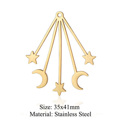 5 pcs/pack star moon titanium steel pendant planet DIY